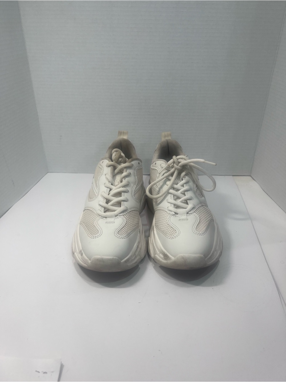 Neutral White Chunky Lace-Up Sneakers